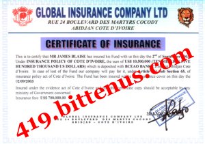 certificat of insurance
